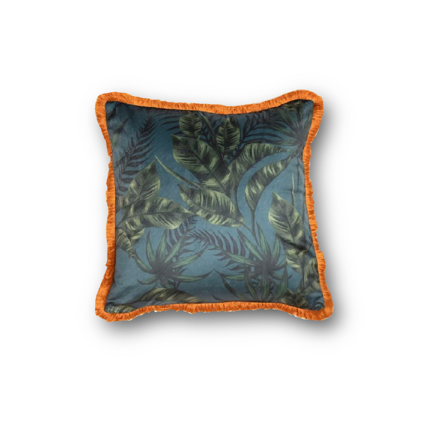 sophisticated luxury of the Adi Soft Silk Cushion. Its soft silk surface and elegant leaves design in shades of green looks beautiful and is a stylish addition to any living space. The rust fringe adds a touch of refinement. Feather filling provides the cushion with superior comfort. The perfect cushions for your sofa or bed.