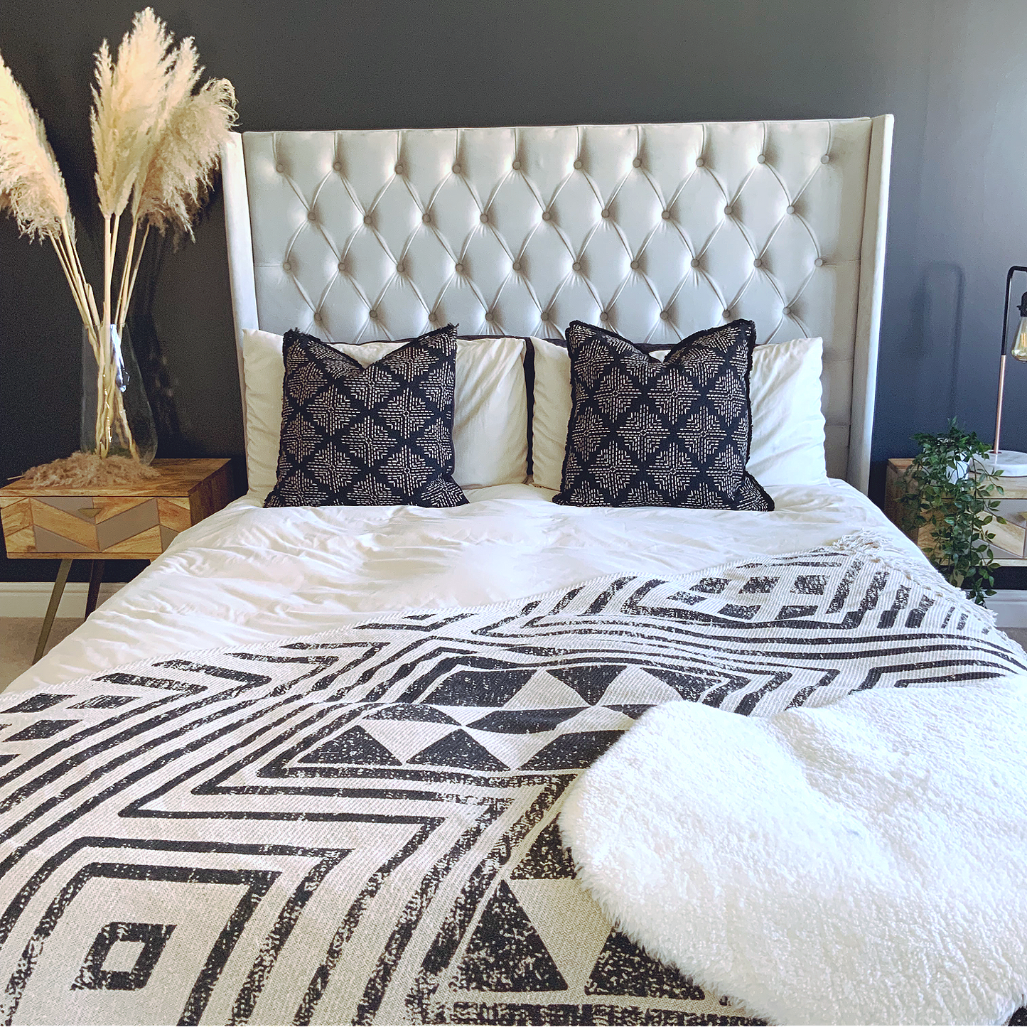 Black Cushion, feather cushion, large cushion
