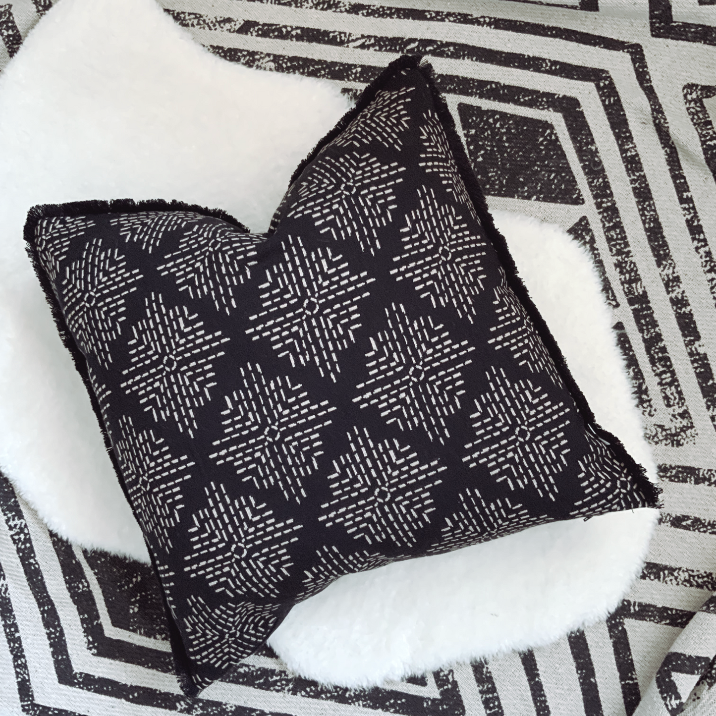 Black Cushion, feather cushion, large cushion 